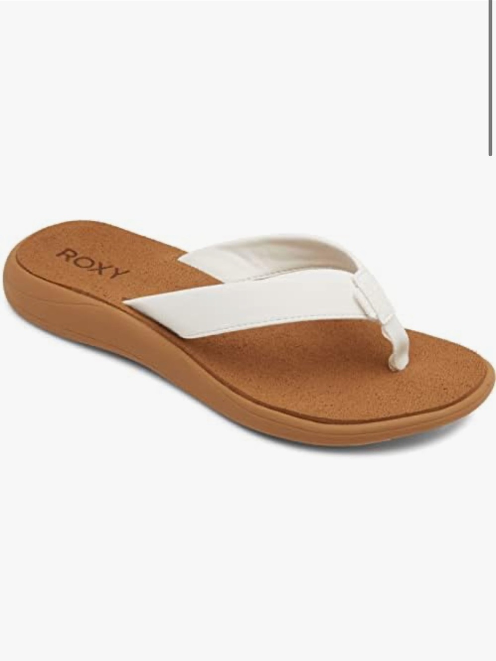 Roxy Lizzie Sandal Women's size 7 White Strap Cork-Style Footbed Sandal